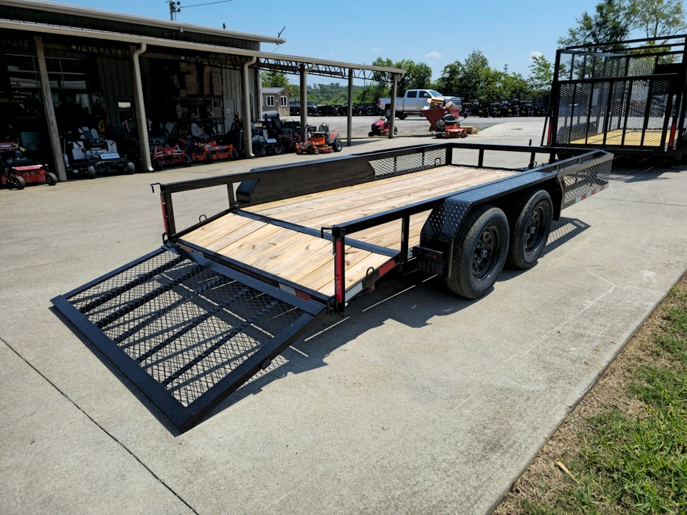 6.4x14 Dovetail Utility Trailer with Side Baskets (2) 3500lb Axles