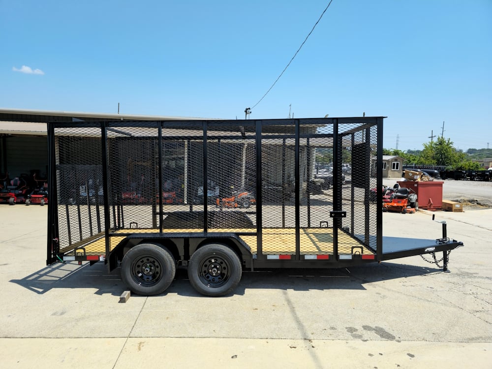 6.4' x 14' (2) 3500 Axles Leaf Cage Debris Loader Utility Trailer