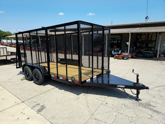 6.4' x 14' (2) 3500 Axles Leaf Cage Debris Loader Utility Trailer