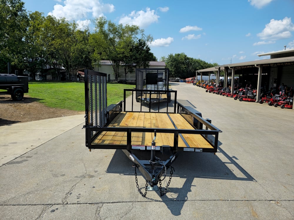 7' X 14' Tandem Axle Dovetail Utility Trailer with Side Gate Side Angle