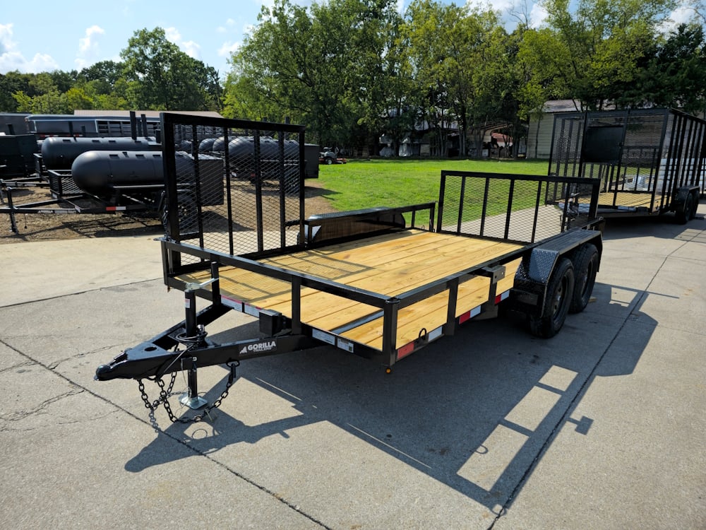 7' X 14' Tandem Axle Dovetail Utility Trailer with Side Gate Side Angle