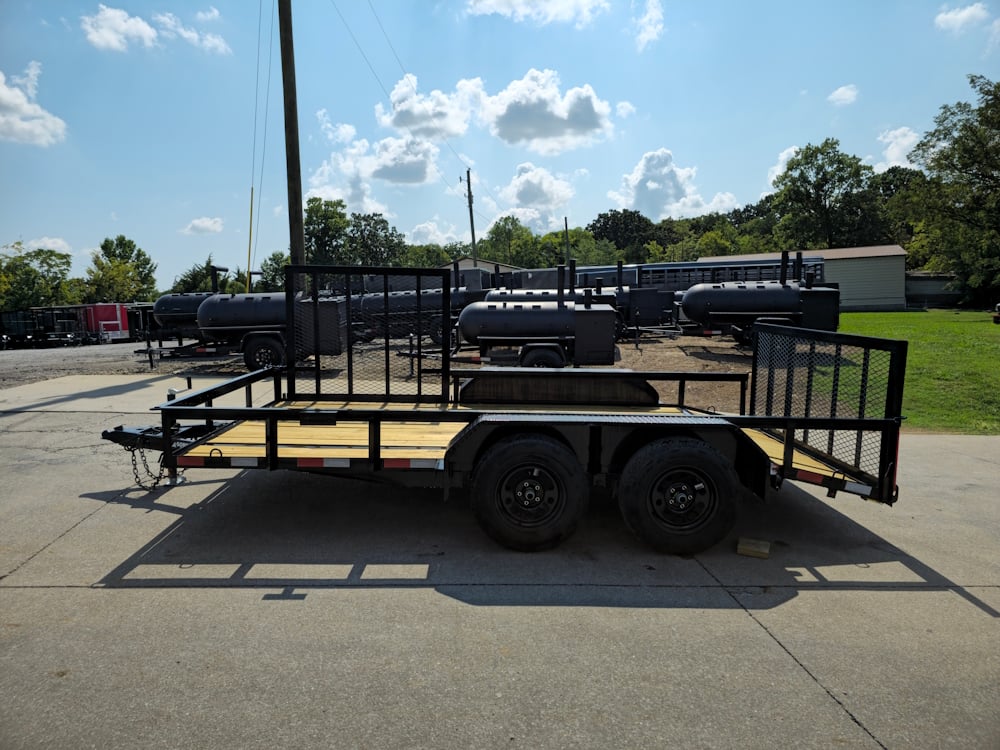 7' X 14' Tandem Axle Dovetail Utility Trailer with Side Gate Side Angle