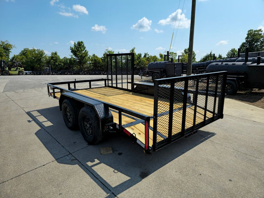 7' X 14' Tandem Axle Dovetail Utility Trailer with Side Gate Side Angle