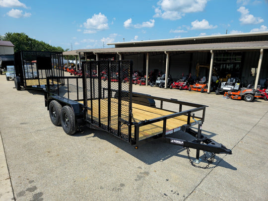 7' X 14' Tandem Axle Dovetail Utility Trailer with Side Gate Side Angle