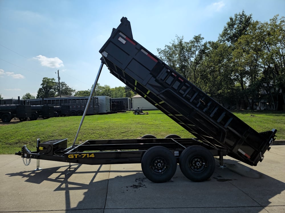 7x14 Telescopic Dump Trailer with 2ft Sides (2) 7K Axles