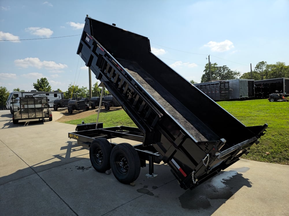 7x14 Telescopic Dump Trailer with 2ft Sides (2) 7K Axles