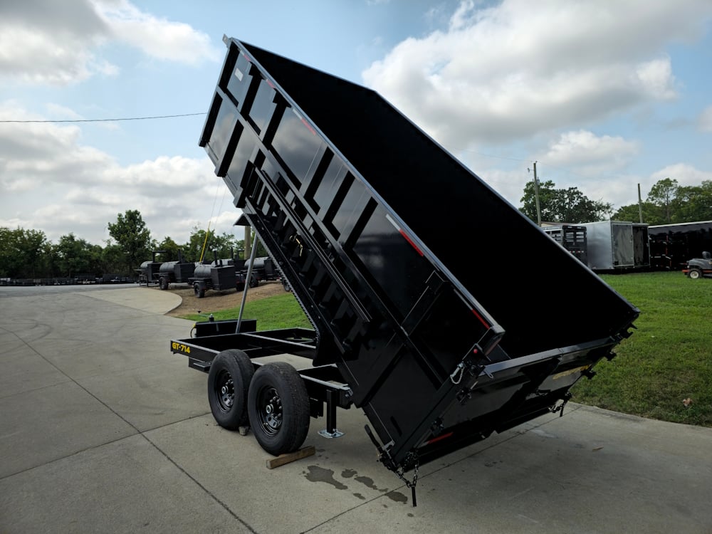 7x14 Telescopic Dump Trailer with 4ft Sides (2) 7K Axles