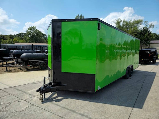 8.5x24 Neon Green Enclosed Trailer with Blackout Trim (2) 5200lb Axles - SLE Equipment - 2