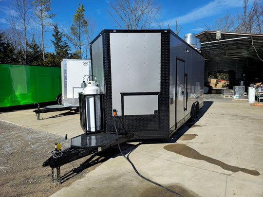 Concession Trailer 8.5' X 20' Silver and Black Food Event Catering - SLE Equipment - 2