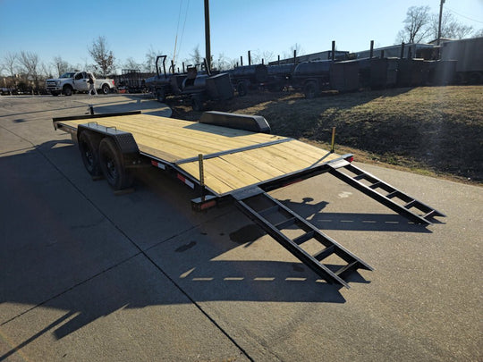 7x20 Wood Deck Car Hauler (2) 5200lb Axle w/ Brake and Ramps - SLE Equipment - 10