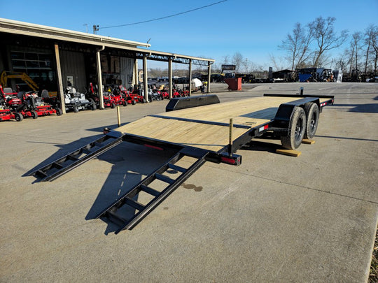 7x20 Wood Deck Car Hauler (2) 5200lb Axle w/ Brake and Ramps - SLE Equipment - 12