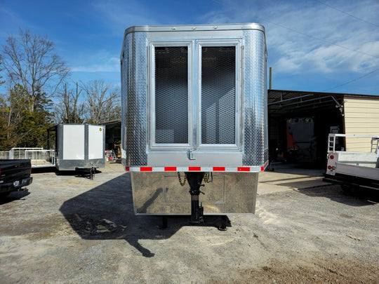 8.5' X 30' Custom Silver and Orange Gooseneck Enclosed Trailer - SLE Equipment - 2