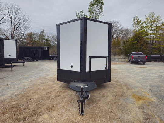 8.5' x 18' White Concession Food Trailer Elite Event Catering With Blackout Trim - SLE Equipment - 2