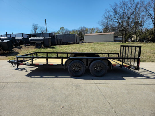 6'4" x 16 Utility Trailer Double Axle Dovetail With Gate Powder Coated (2) 3500lb Axles - SLE Equipment - 2