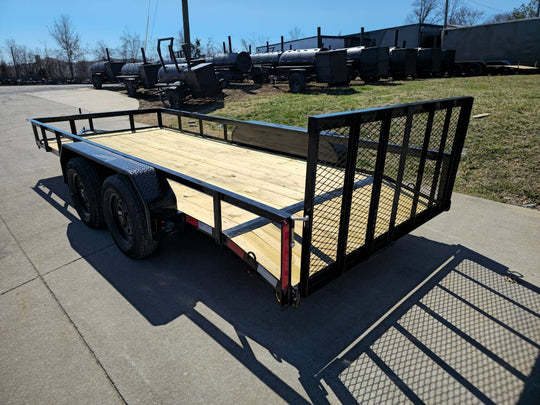 6'4" x 16 Utility Trailer Double Axle Dovetail With Gate Powder Coated (2) 3500lb Axles - SLE Equipment - 3