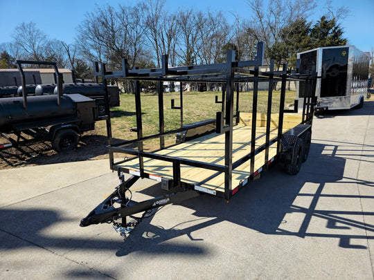 6.4x16 Straight Deck Tandem Utility Trailer 4.5ft Ladder Racks - SLE Equipment - 3