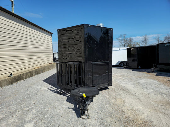 8.5' X 22' Black With Blackout Concession Trailer BBQ Event Catering - SLE Equipment - 2