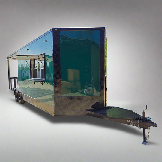 8.5' X 24' Emerald Green Concession Trailer BBQ Event Catering