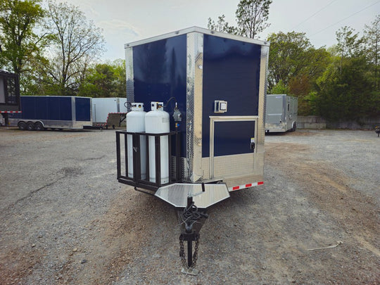 8.5' X 30' Indigo Blue Concession Trailer BBQ Event Catering - SLE Equipment - 2