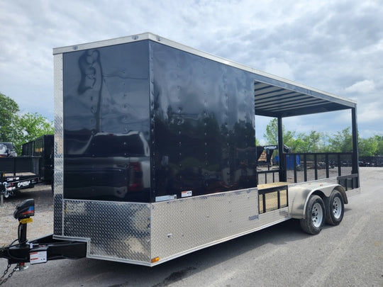 Enclosed Trailer 7' X 20' Black Hybrid Motorcycle Event - SLE Equipment - 1