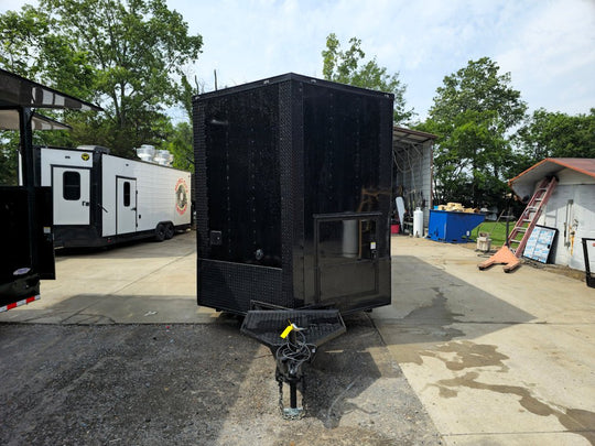 8.5' X 20' Black With Blackout Concession Trailer Event Catering W/ 8' Porch - SLE Equipment - 2