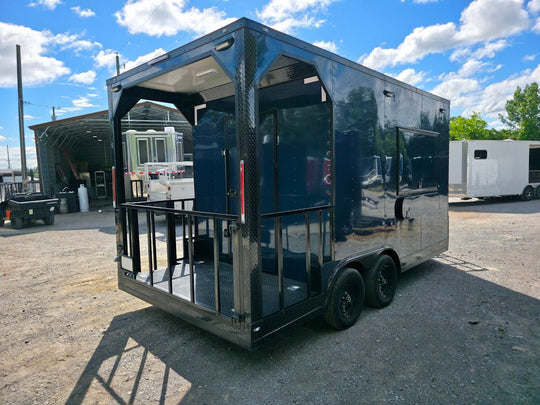 8.5x16 Elite Porch Concession Food Trailer Merchandising with Blackout Pkg - SLE Equipment - 49