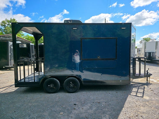 8.5x16 Elite Porch Concession Food Trailer Merchandising with Blackout Pkg - SLE Equipment - 50