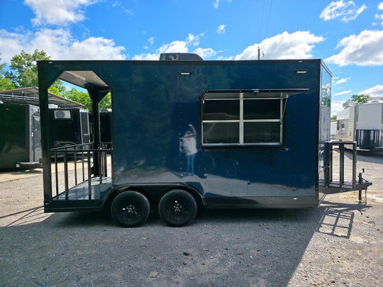 8.5x16 Elite Porch Concession Food Trailer Merchandising with Blackout Pkg - SLE Equipment - 53