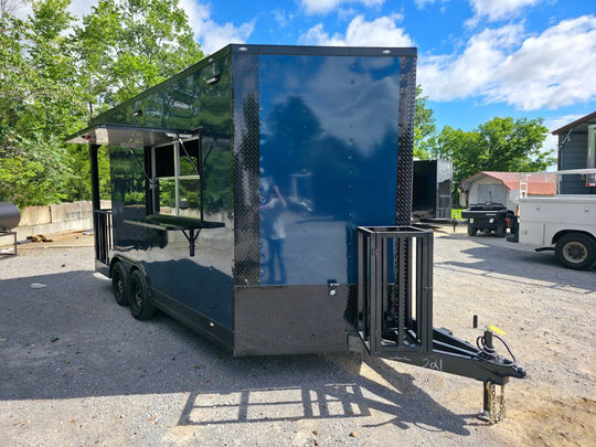 8.5x16 Elite Porch Concession Food Trailer Merchandising with Blackout Pkg - SLE Equipment - 54