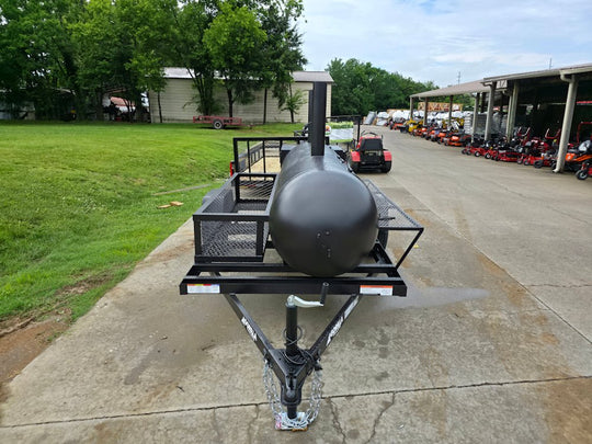 BBQ Smoker 2 Door 300 Gallon Trailer Pull Behind with Charcoal Grill on Front - SLE Equipment - 2
