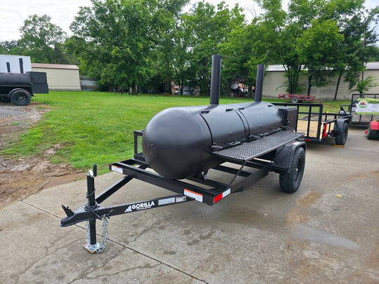 BBQ Smoker 2 Door 300 Gallon Trailer Pull Behind with Charcoal Grill on Front - SLE Equipment - 3