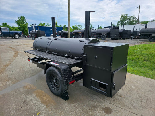 BBQ Smoker 2 Door 300 Gallon Trailer Pull Behind with Charcoal Grill on Front - SLE Equipment - 5