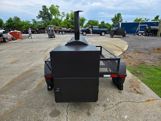BBQ Smoker 2 Door 300 Gallon Trailer Pull Behind with Charcoal Grill on Front - SLE Equipment - 6