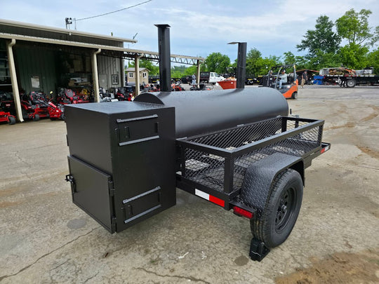 BBQ Smoker 2 Door 300 Gallon Trailer Pull Behind with Charcoal Grill on Front - SLE Equipment - 7