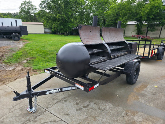 BBQ Smoker 2 Door 300 Gallon Trailer Pull Behind with Charcoal Grill on Front - SLE Equipment - 14
