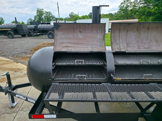 BBQ Smoker 2 Door 300 Gallon Trailer Pull Behind with Charcoal Grill on Front - SLE Equipment - 15