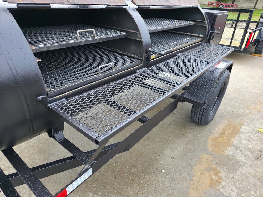 BBQ Smoker 2 Door 300 Gallon Trailer Pull Behind with Charcoal Grill on Front - SLE Equipment - 17