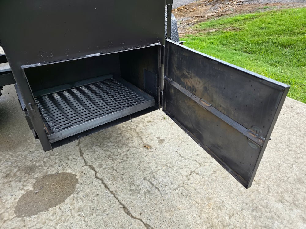 BBQ Smoker 2 Door 300 Gallon Trailer Pull Behind with Charcoal Grill on Front - SLE Equipment - 21