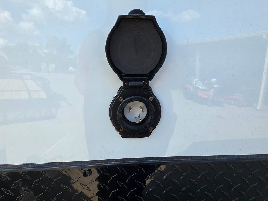 8.5x28 Enclosed Trailer Fully Loaded V Nose 30 Amp Elec. (2) 7,000LB Axle 14K GVWR Plug