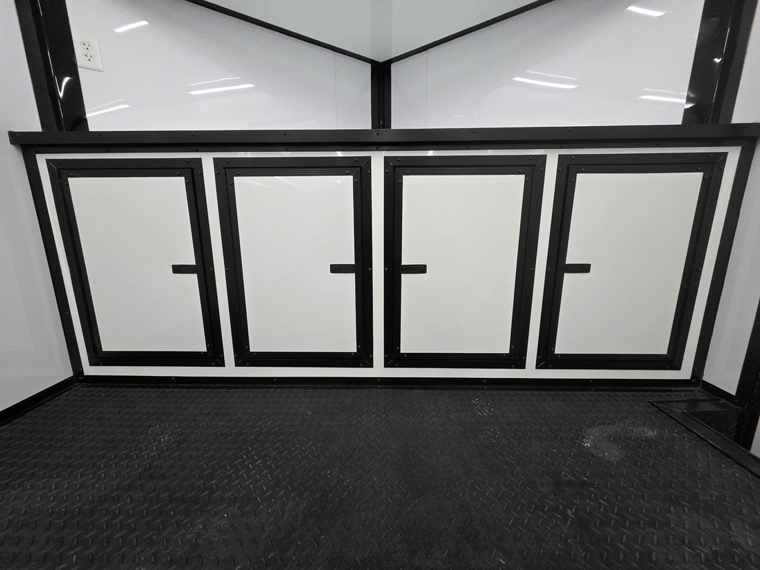 8.5x28 Enclosed Trailer Fully Loaded V Nose 30 Amp Elec. (2) 7,000LB Axle 14K GVWR Bottom Cabinets