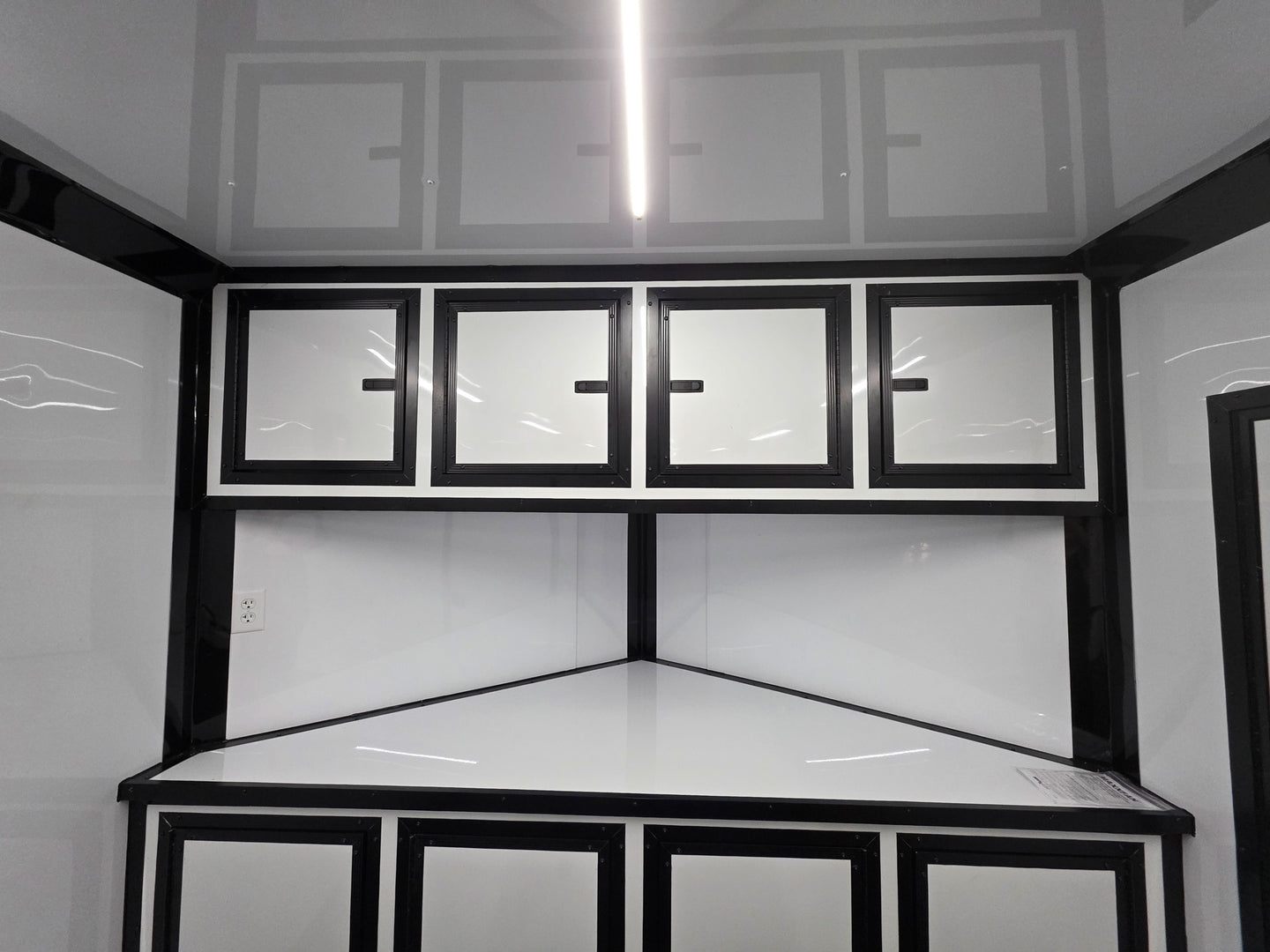 8.5x28 Enclosed Trailer Fully Loaded V Nose 30 Amp Elec. (2) 7,000LB Axle 14K GVWR Top Cabinets