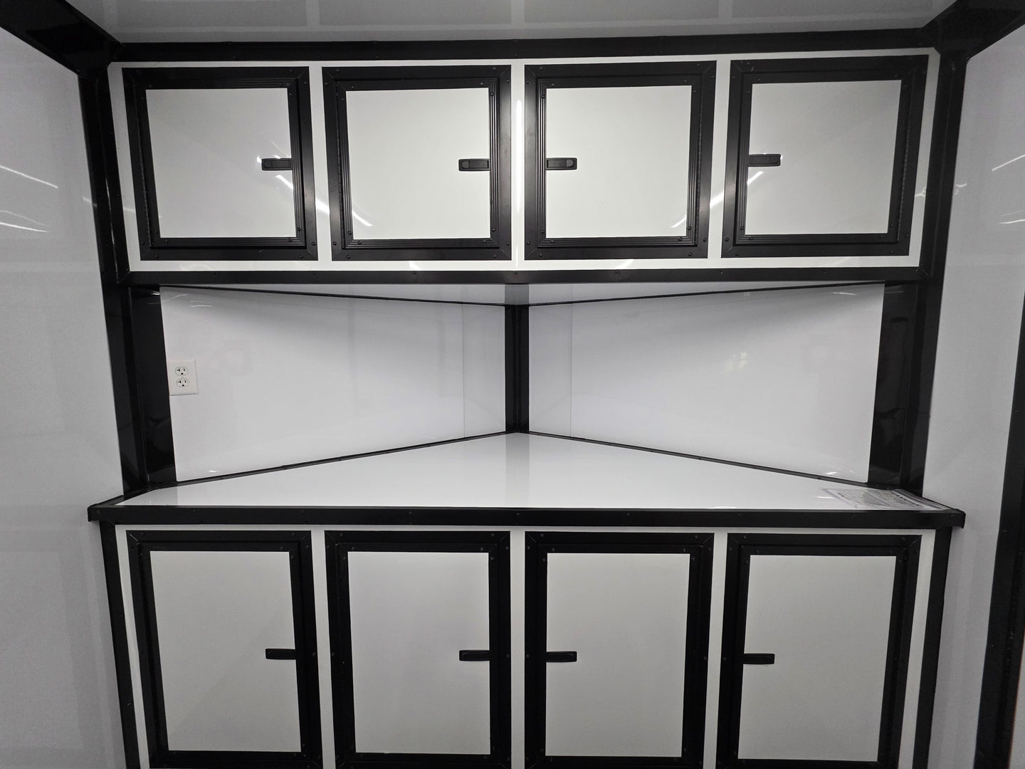 8.5x28 Enclosed Trailer Fully Loaded V Nose 30 Amp Elec. (2) 7,000LB Axle 14K GVWR Front Cabinets