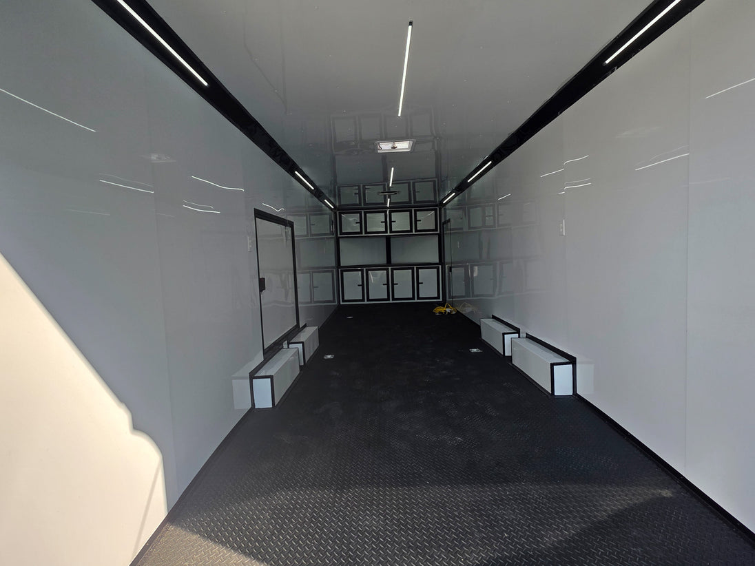 8.5x28 Enclosed Trailer Fully Loaded V Nose 30 Amp Elec. (2) 7,000LB Axle 14K GVWR Inside Enclosed