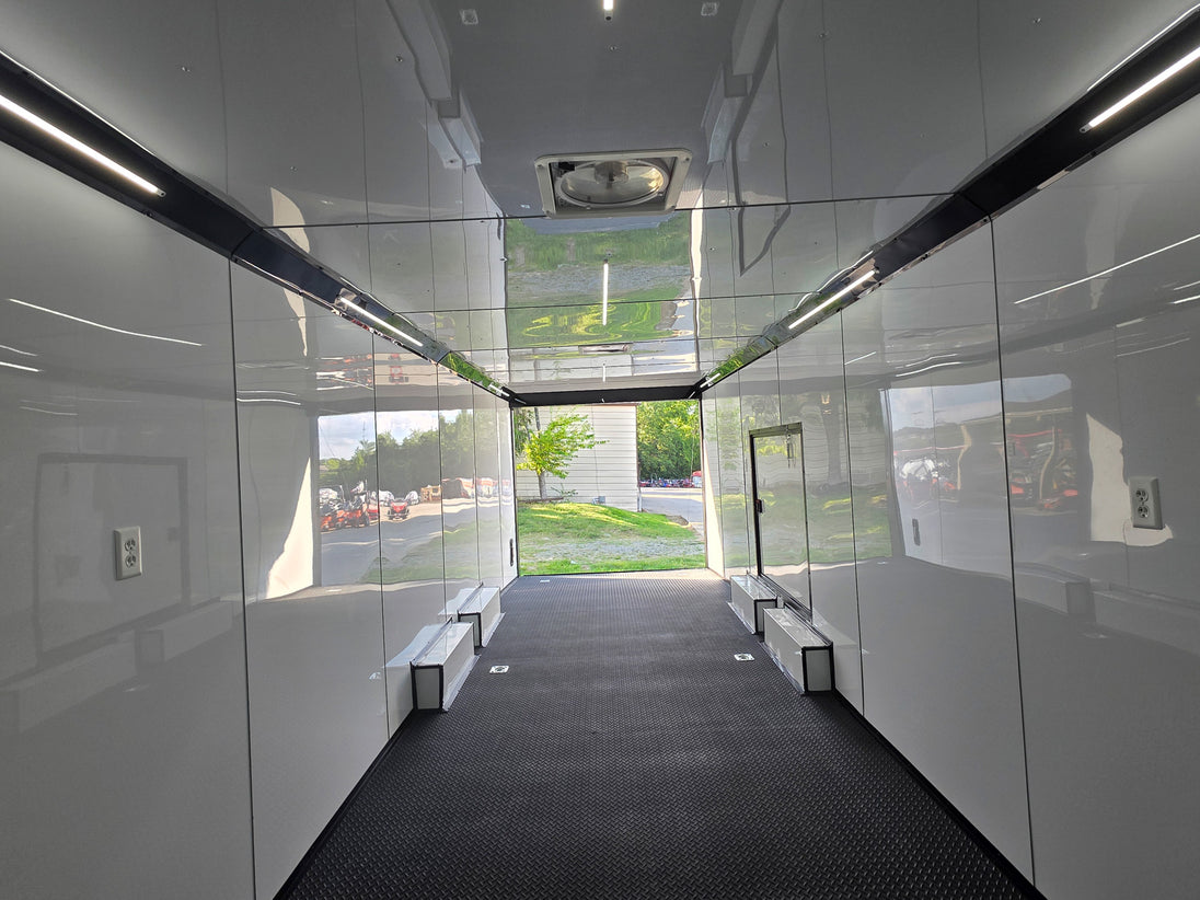 8.5x28 Enclosed Trailer Fully Loaded V Nose 30 Amp Elec. (2) 7,000LB Axle 14K GVWR Inside 