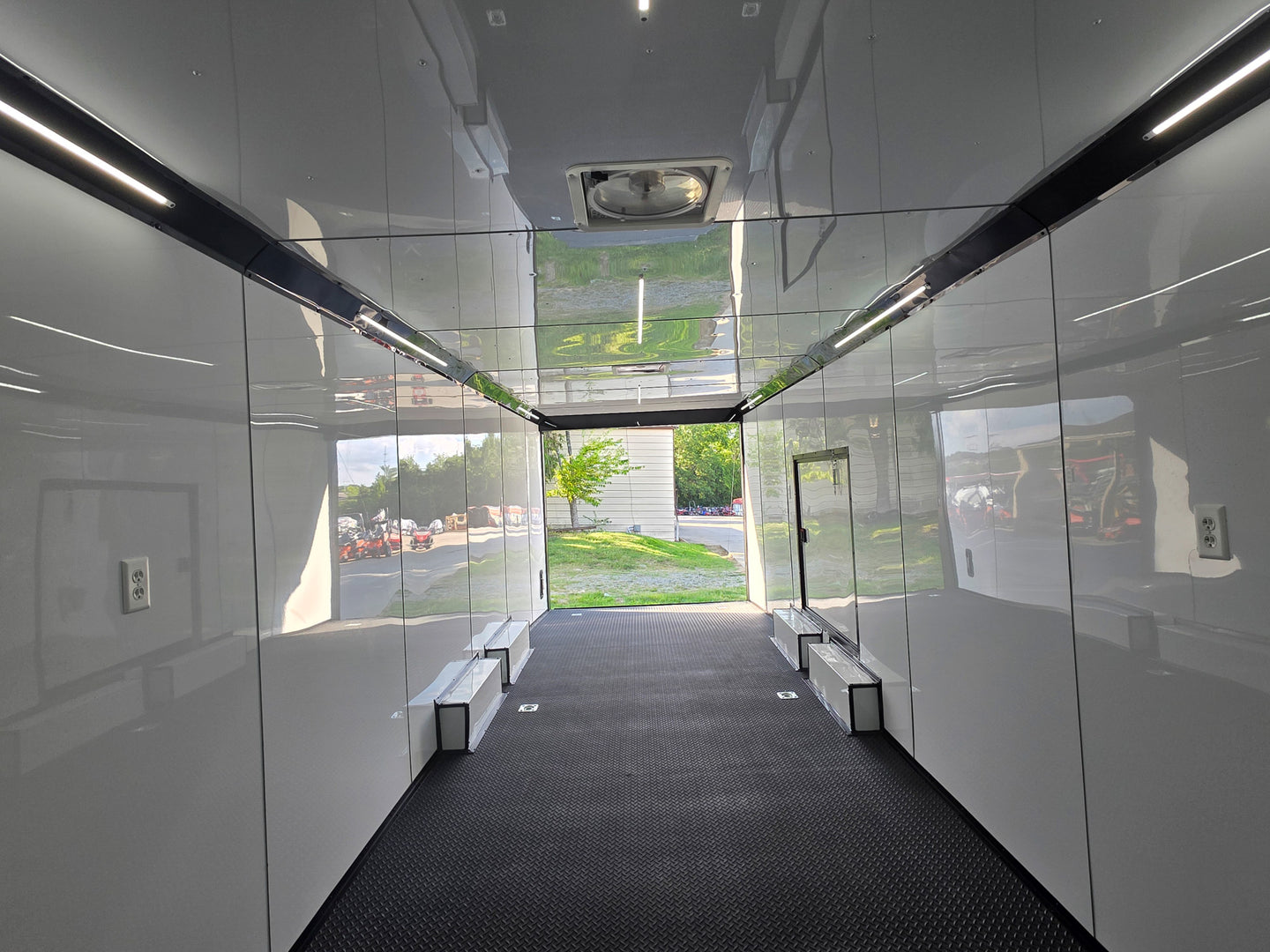 8.5x28 Enclosed Trailer Fully Loaded V Nose 30 Amp Elec. (2) 7,000LB Axle 14K GVWR Inside 