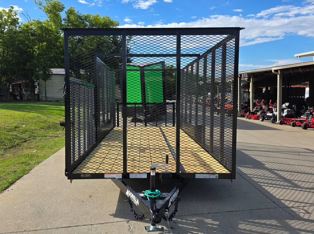 7x18 Dovetail Debris Utility Trailer w/ Side Gate 6 Foot Mesh sides (2) 3,500lb Axles 7K GVWR Front