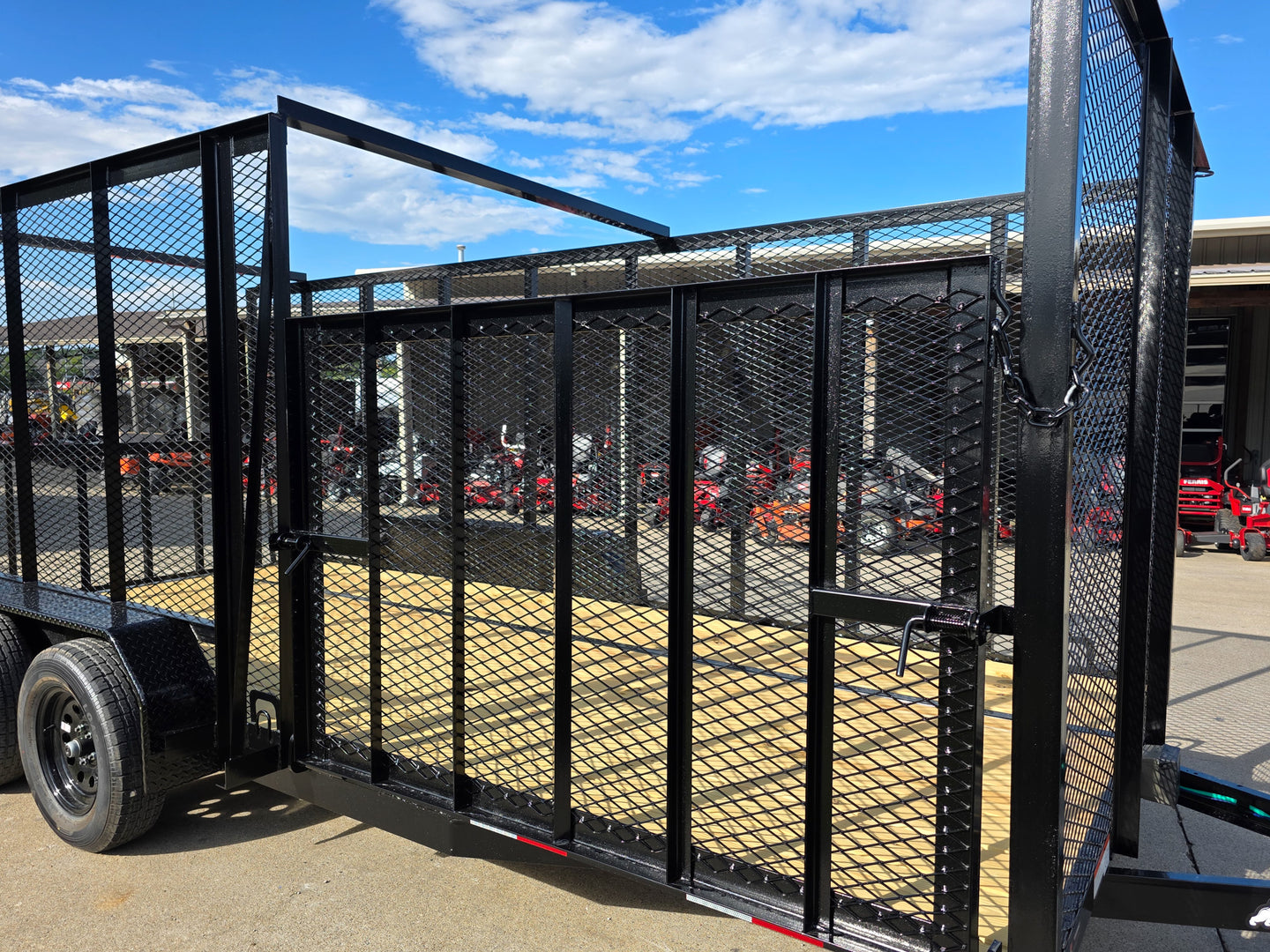 7x18 Dovetail Debris Utility Trailer w/ Side Gate 6 Foot Mesh sides (2) 3,500lb Axles 7K GVWR Side Gate