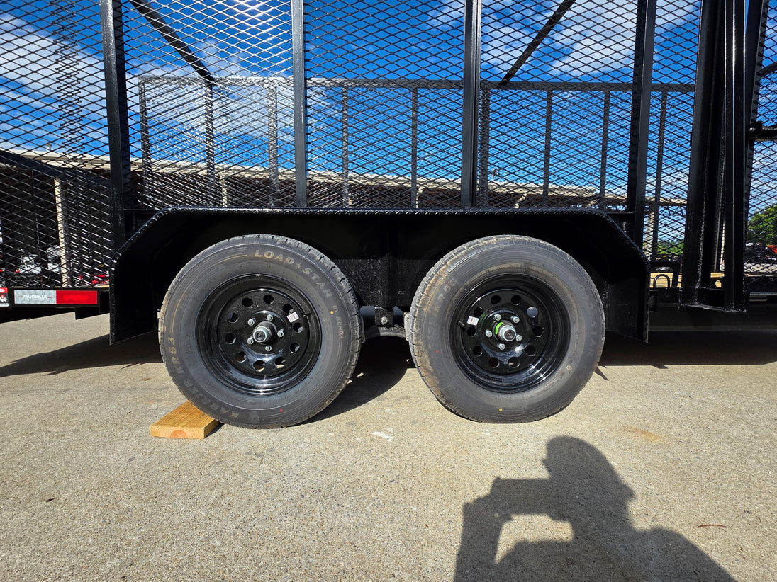 7x18 Dovetail Debris Utility Trailer w/ Side Gate 6 Foot Mesh sides (2) 3,500lb Axles 7K GVWR Tires