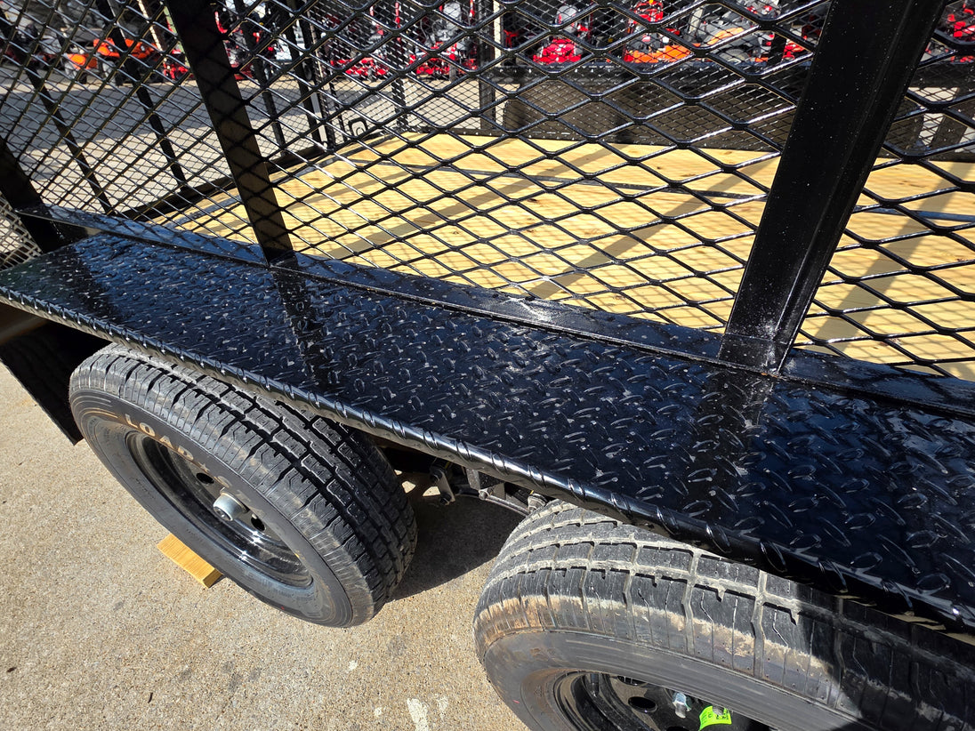 7x18 Dovetail Debris Utility Trailer w/ Side Gate 6 Foot Mesh sides (2) 3,500lb Axles 7K GVWR Fenders