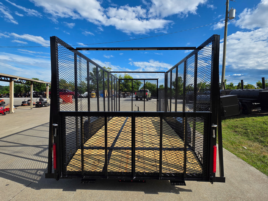 7x18 Dovetail Debris Utility Trailer w/ Side Gate 6 Foot Mesh sides (2) 3,500lb Axles 7K GVWR Rear